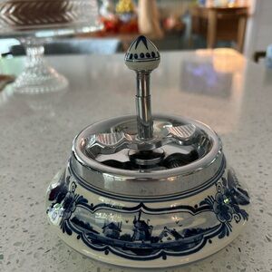 Blue and White Ceramic Ashtray